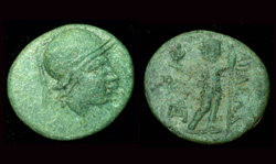 Aiolis, Aigai, Athena with Zeus reverse!